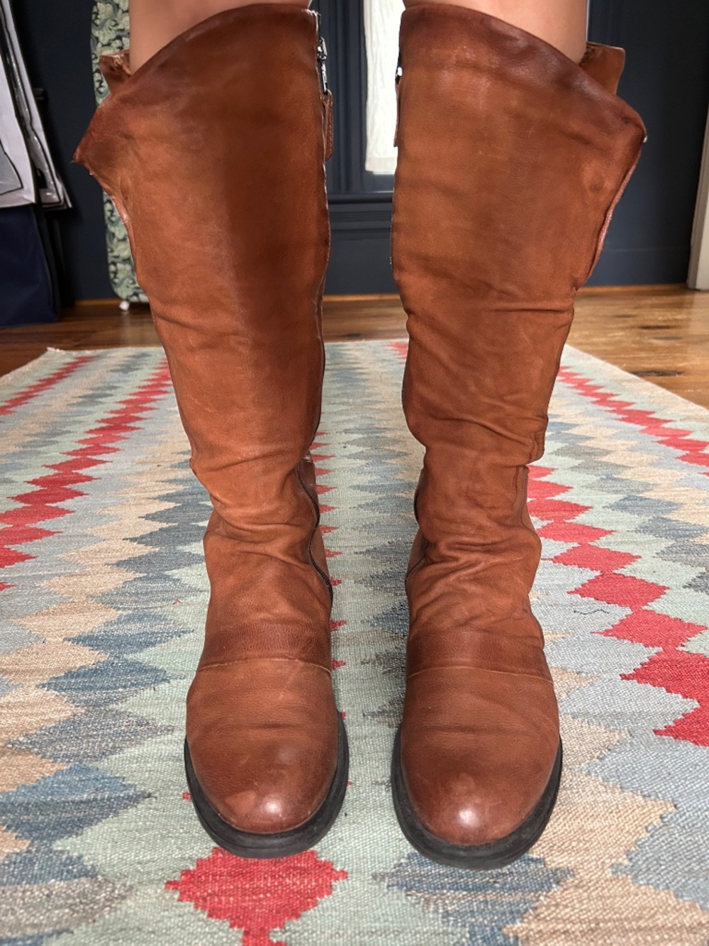 Miz Mooz Pim Leather Knee-High Boot in Brown / Brandy
